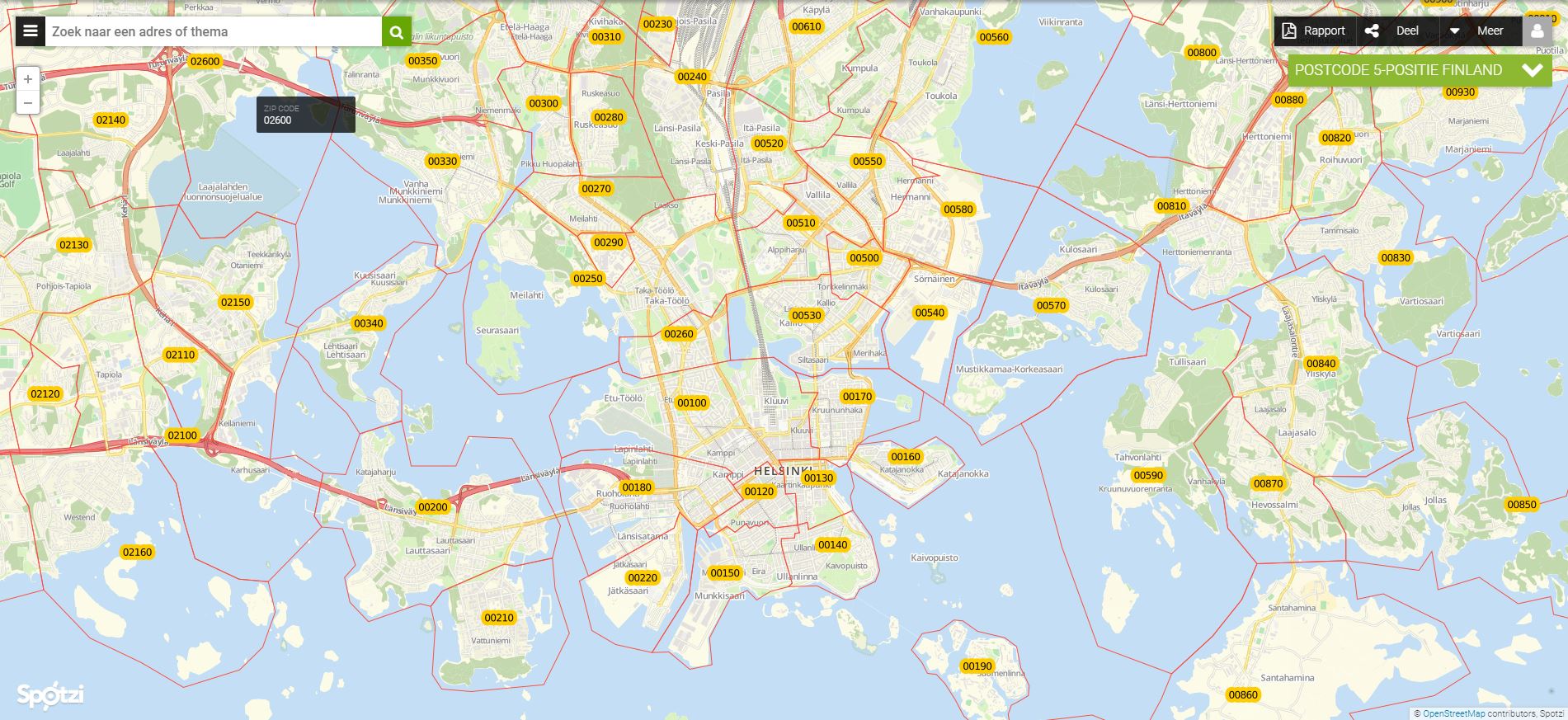 postcodes Helsinki City