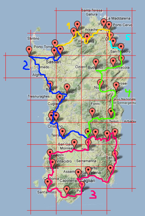 Location-Overview from Sardinia (Dot-Tour 16.-20.03.2013)