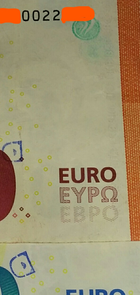 Duas notas do mesmo passageiro, com o mesmo carimbo "D". A de 10€ tem ainda um carimbo verde.