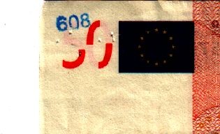 Euro 50 with "608" upper left corner, frontside