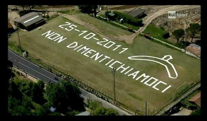 Il campo sportivo di Pignone (SP) in occasione del Giro d'Italia di ciclismo del 2012, per ricordare l'alluvione del 25 ottobre 2011